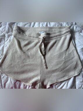 Aritzia TNA Melrose Waffle Short | Heather Oat Beige | Size Small